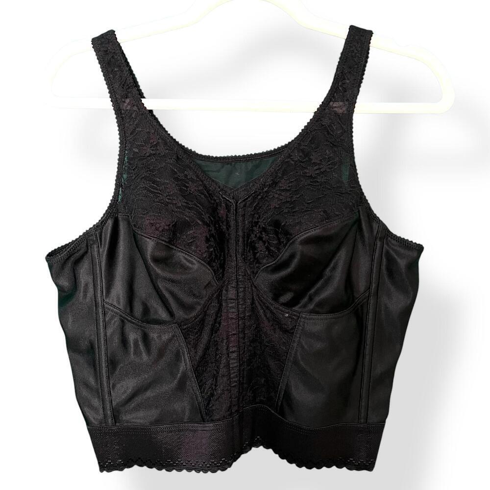 Vintage Black Lace and Satin Bustier Top Size